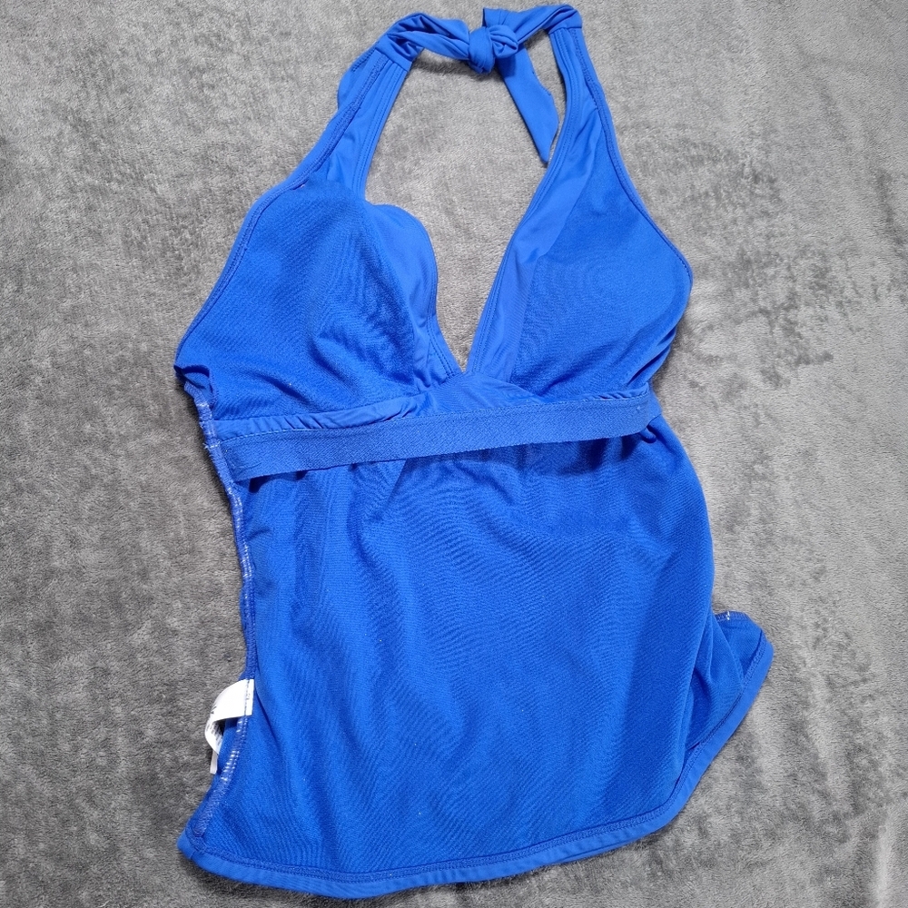 Athleta Shirrendipity Halter Tankini Swim Top Blue Size Small - Picture 5 of 6